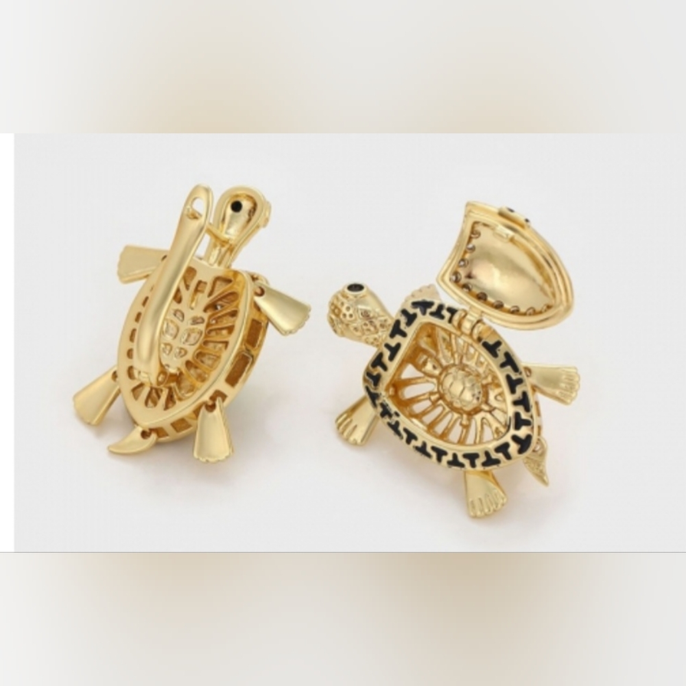 Green turtle earrings - Picture 4 of 4